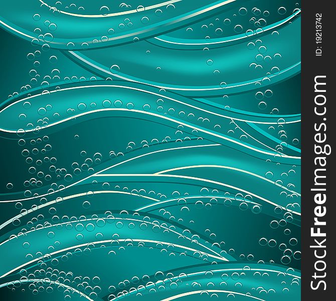 Water background with bubbles and waves