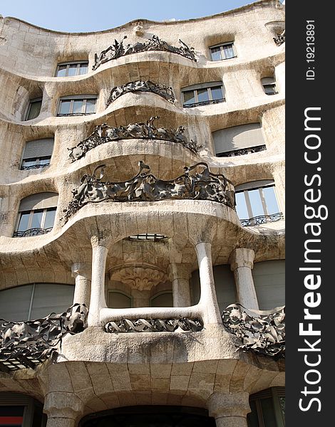 The building was designed by Antonio Gaudi - Casa Mila, La Pedrera, Barcelona - Spain. The building was designed by Antonio Gaudi - Casa Mila, La Pedrera, Barcelona - Spain