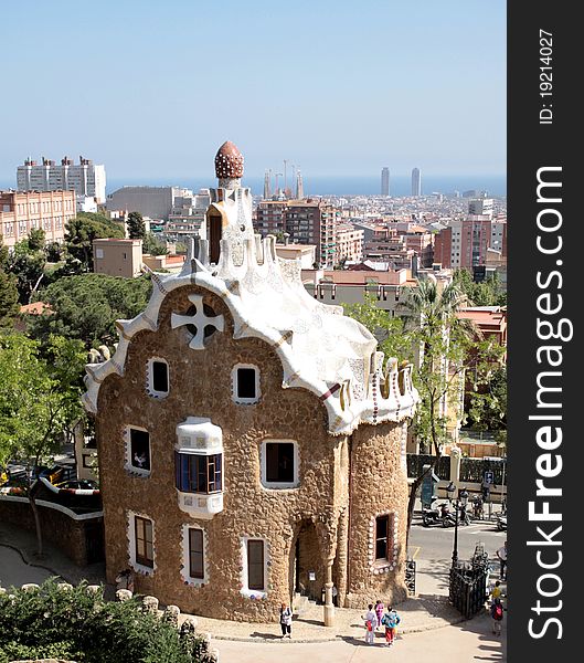 The impressive and famous park was designed by Antoni Gaudi. Spain - Baecelona. The impressive and famous park was designed by Antoni Gaudi. Spain - Baecelona