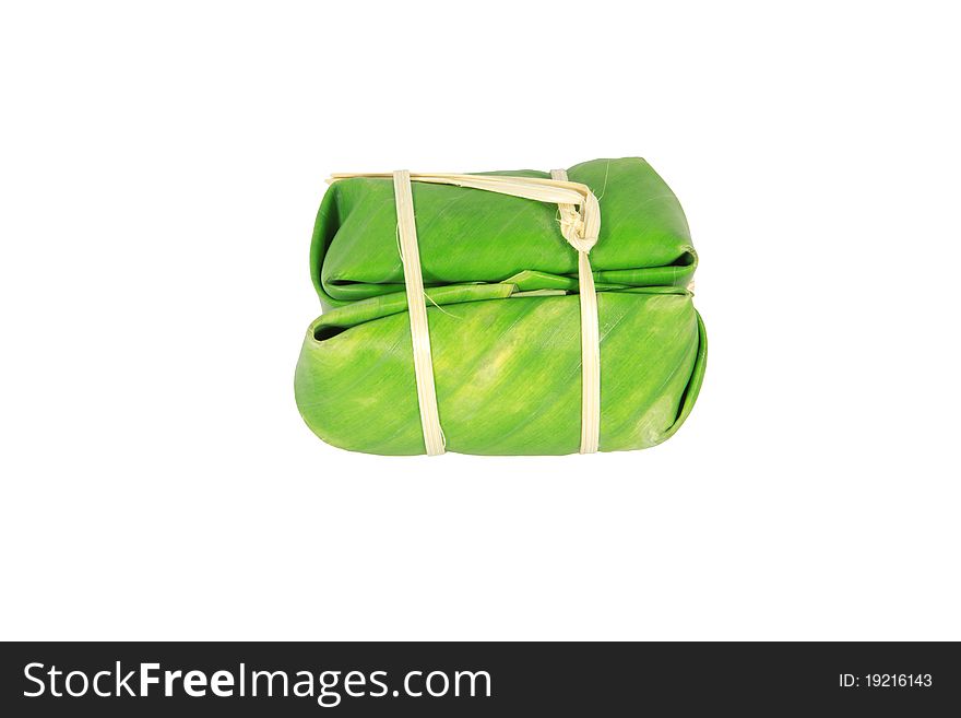 Made from banana and glutinous rice, wrap with banana leaf. Made from banana and glutinous rice, wrap with banana leaf