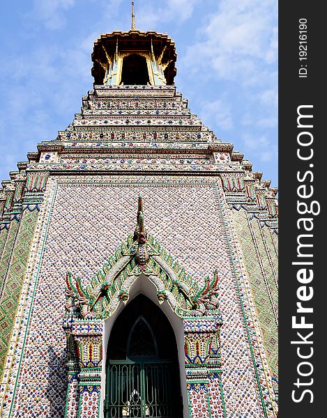 The bell tower at the emerlad buddha temple - bangkok , thailand