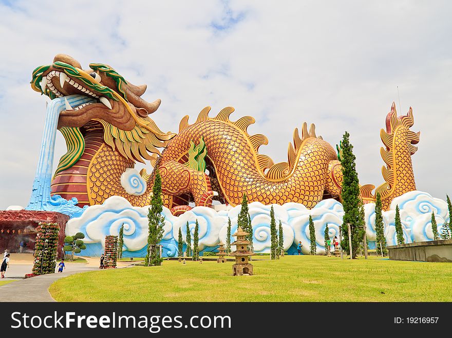 Giant Dragon above the cloud, Suphanburi, Thailand