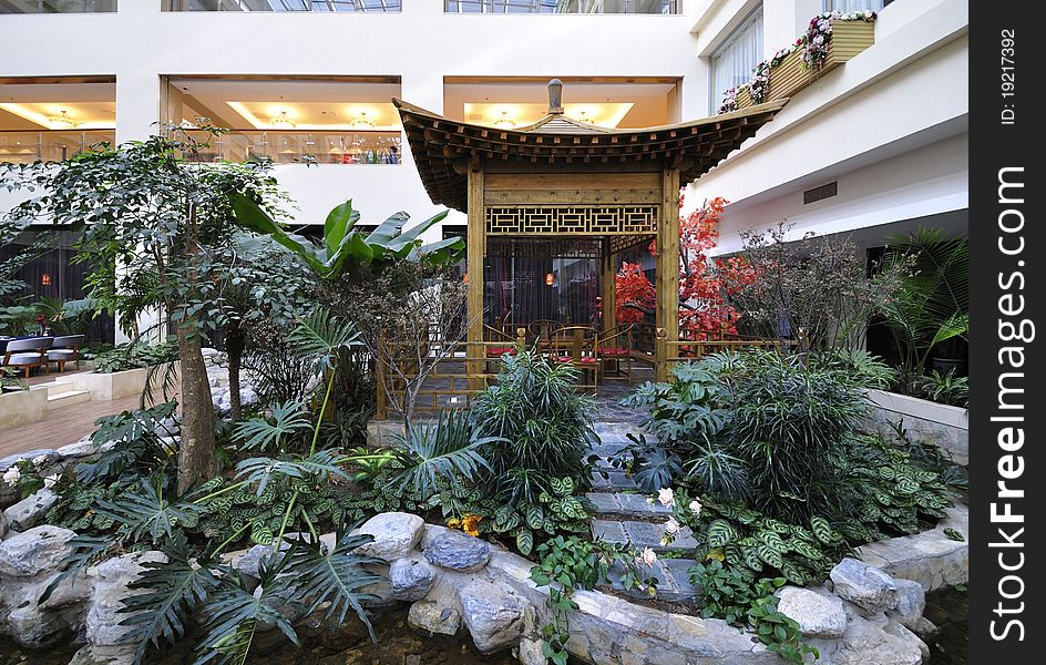 This is a chinese luxury hotel in China.This perspective is the hotel lobby. This is a chinese luxury hotel in China.This perspective is the hotel lobby.