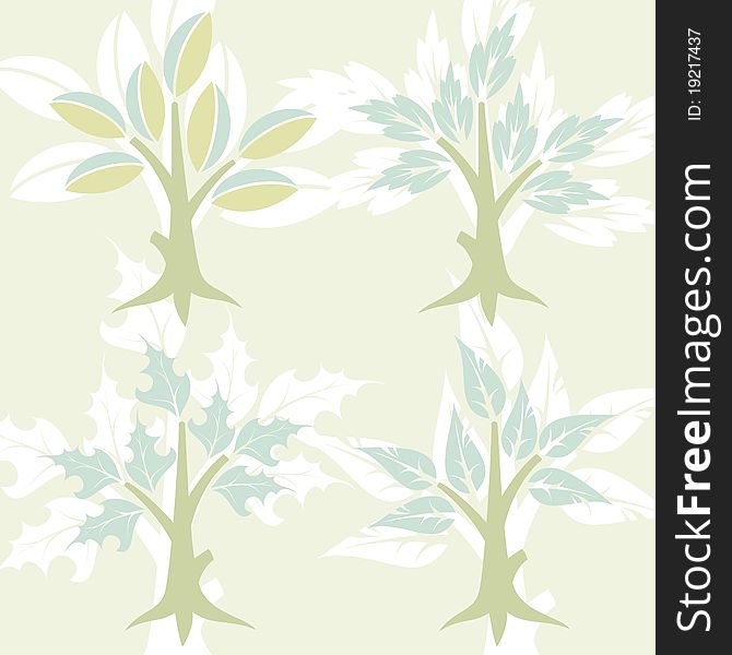 Set Tree with leafs, element for design,  illustration. Set Tree with leafs, element for design,  illustration