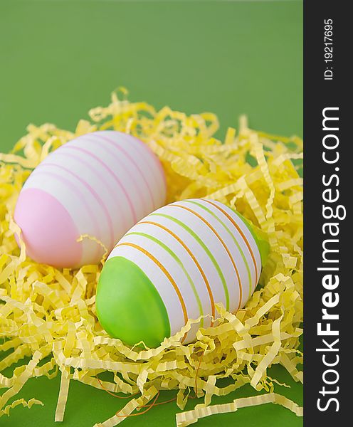 Easter Eggs In Yellow Nest