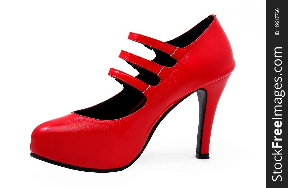 The beauty red shoes on white background