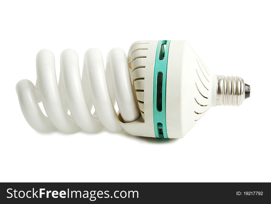 Energy saving fluorescent light bulb on white background. Energy saving fluorescent light bulb on white background