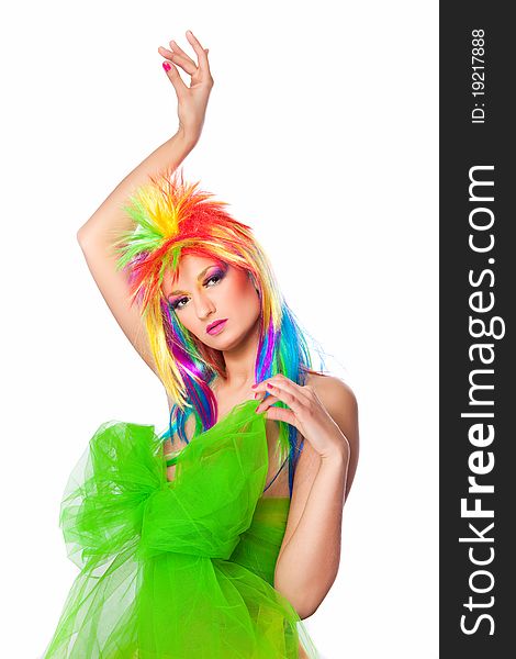 Beautiful girl with multicolored wig