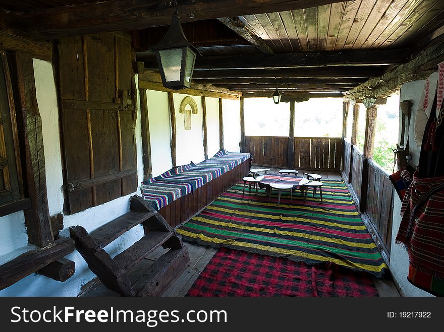 Interior veranda of an old Bulgarian house.