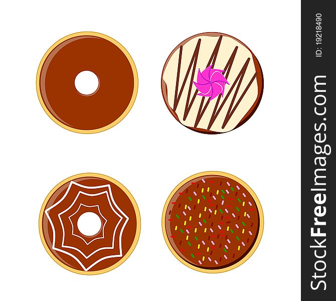 Tasty variant of donuts created by illustration. Tasty variant of donuts created by illustration