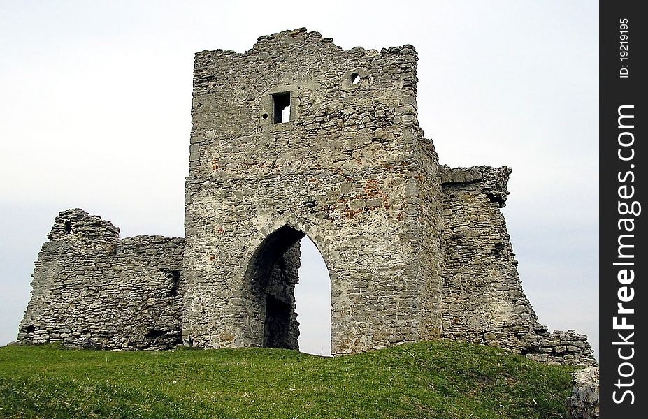 The remains of the gate tower on Castle Hill in the Ukrainian city of Kremenets. The remains of the gate tower on Castle Hill in the Ukrainian city of Kremenets