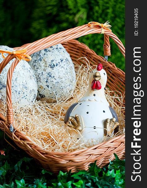 Easter basket - composiotion for holiday table. Easter basket - composiotion for holiday table