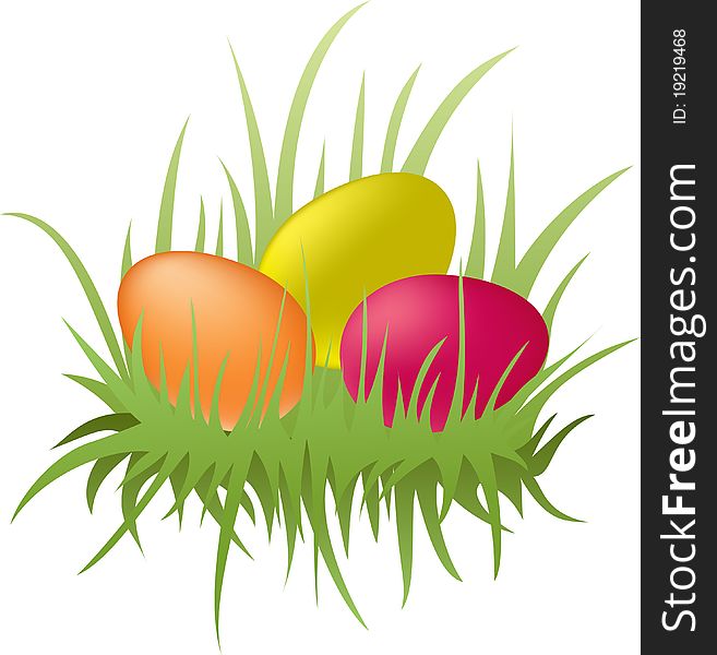 Easter colorful eggs in a grass