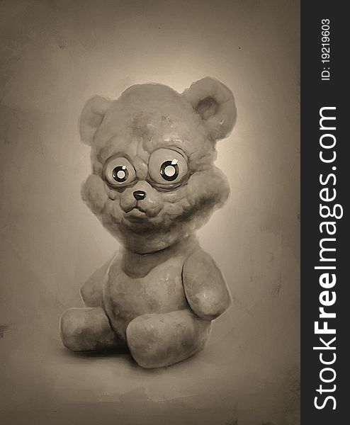 A teddy bear in sepia