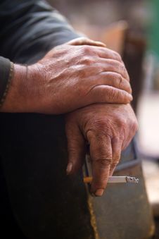 Hand Working With A Cigarette Royalty Free Stock Photo Hand Working With A Cigarette Royalty Free Stock Photo