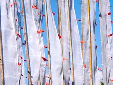 White Large Prayer Flags Royalty Free Stock Photography White Large Prayer Flags Royalty Free Stock Photography