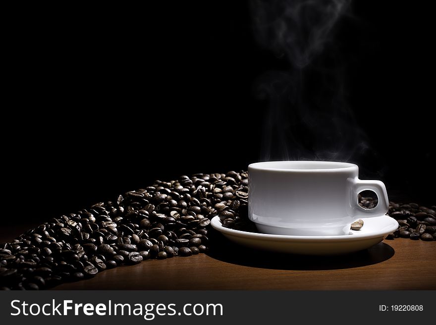 Beautiful coffee still-life on a black background