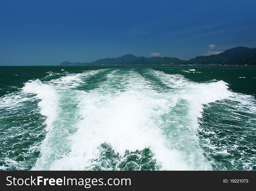 Flowing sea water from boating. Flowing sea water from boating