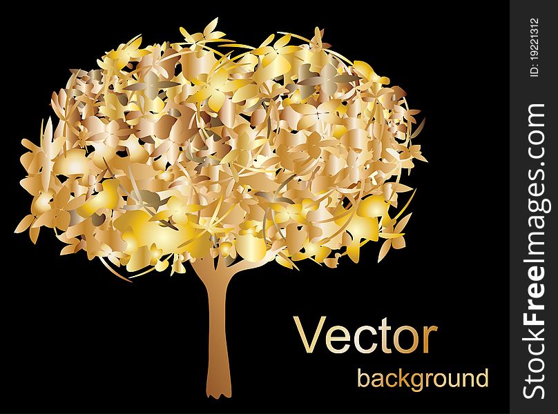 Stock Vector Illustration: Abstract gold tree