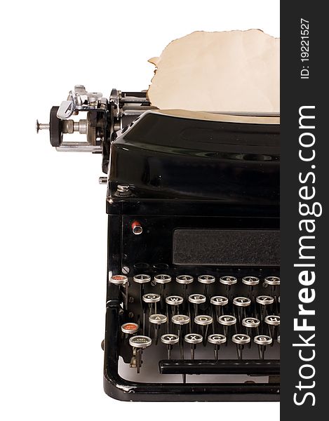 Old typewriter isolated on a white background. Old typewriter isolated on a white background