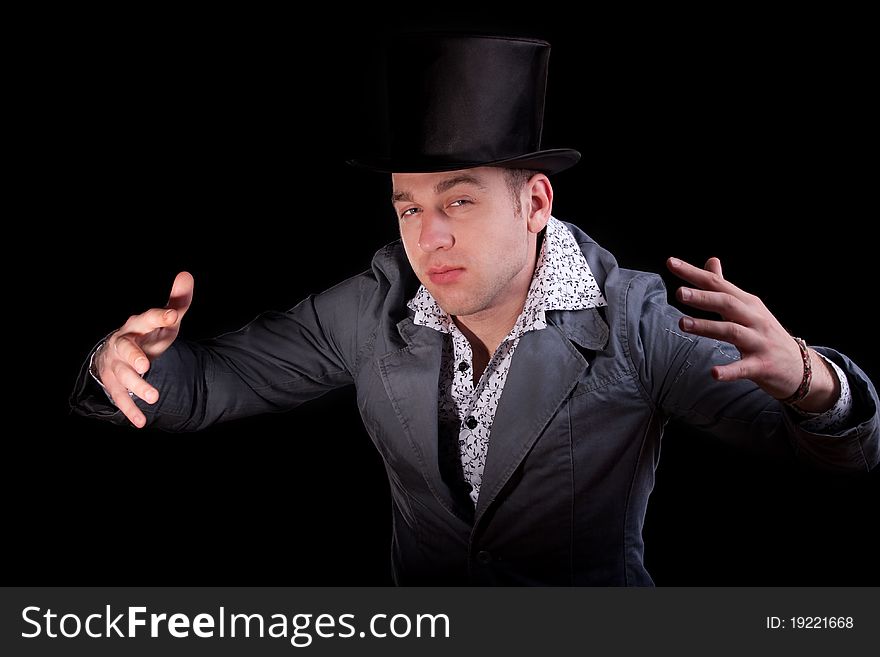 Serious man in a top-hat