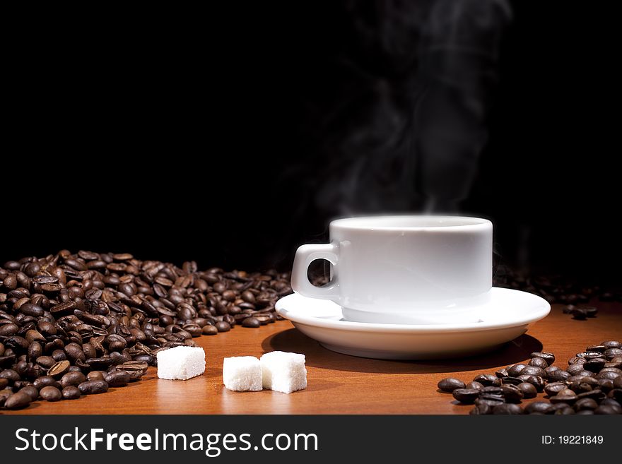 Beautiful coffee still-life on a black background