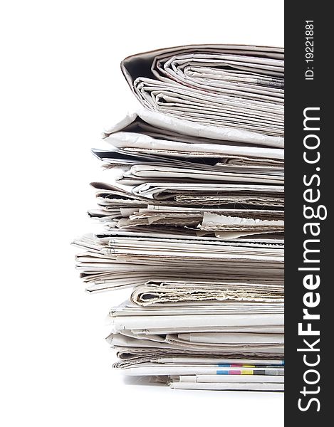 Various newspapers isolated on a white background. Various newspapers isolated on a white background