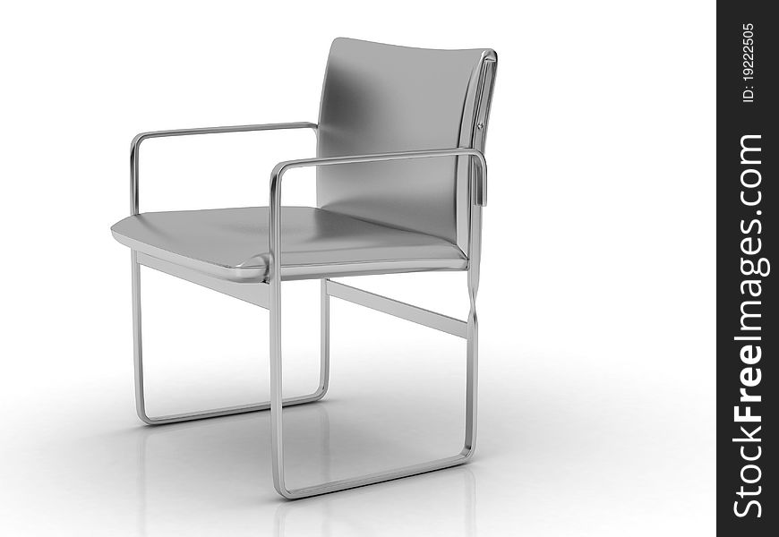 Chair, with texture of metal, on a white background, with a realistic reflection. Chair, with texture of metal, on a white background, with a realistic reflection.