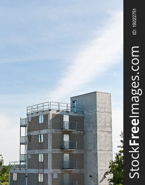 A concrete structure at a fire training facility allows firefighters to practice various scenarios.