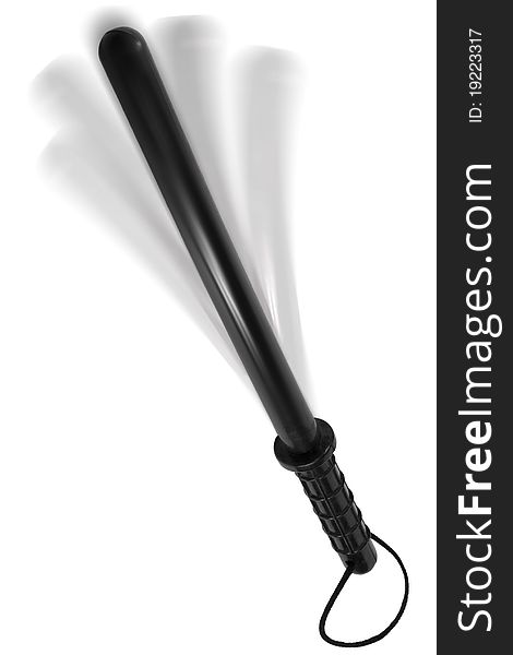 Rubber baton in motion on a white background. Rubber baton in motion on a white background