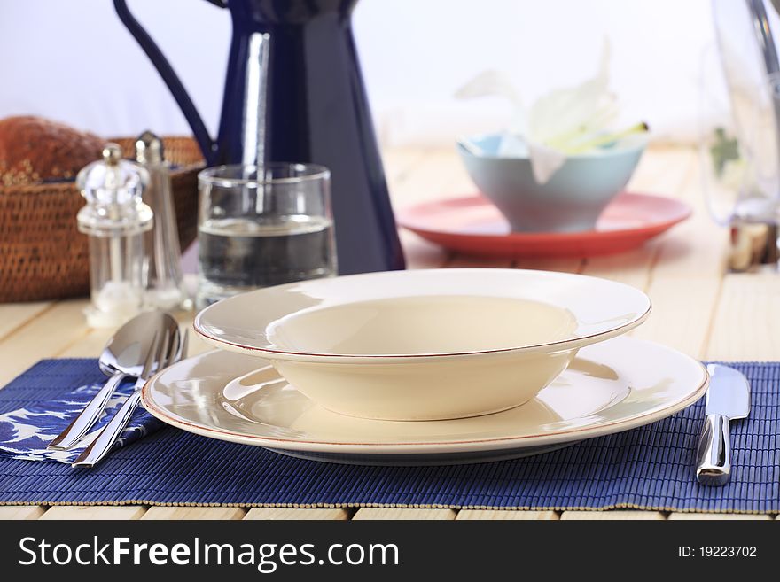 Place setting of china and silverware