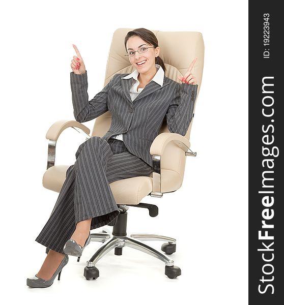 Portrait of a business woman on white background