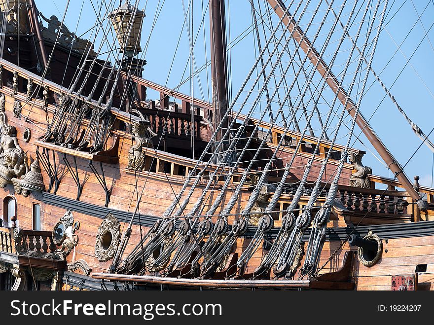 Tangle of ropes on board a galleon