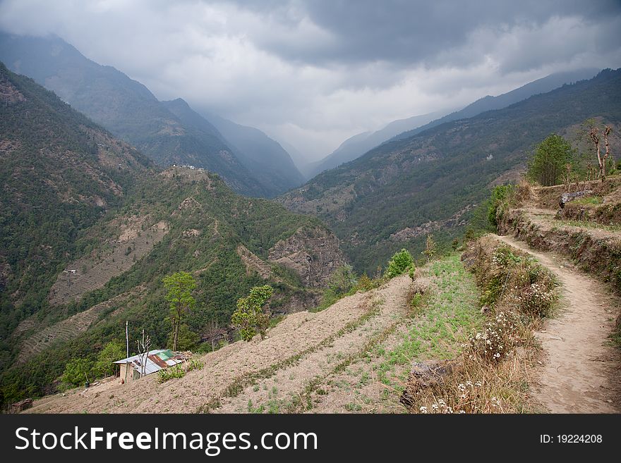 Heavy clouds over mountains in Helambu area, Nepal. Heavy clouds over mountains in Helambu area, Nepal
