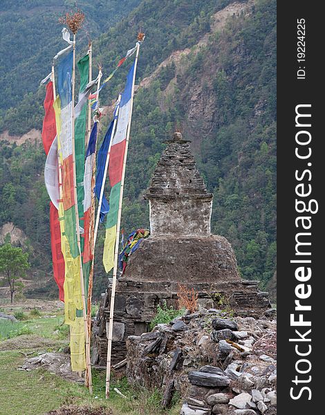 Old stupa in Langtang National Park in Helambu, Nepal