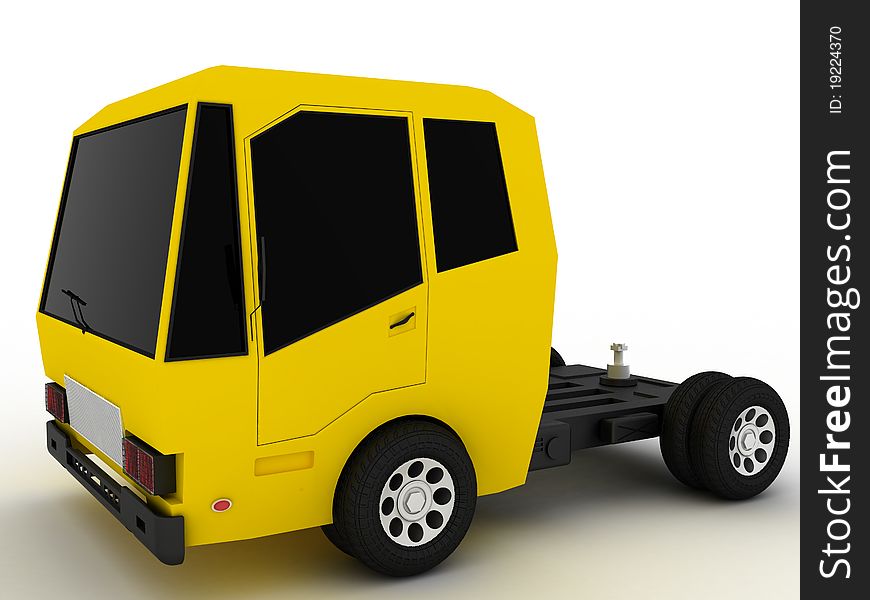 Truck with a yellow roof and black glass on a white background №1. Truck with a yellow roof and black glass on a white background №1