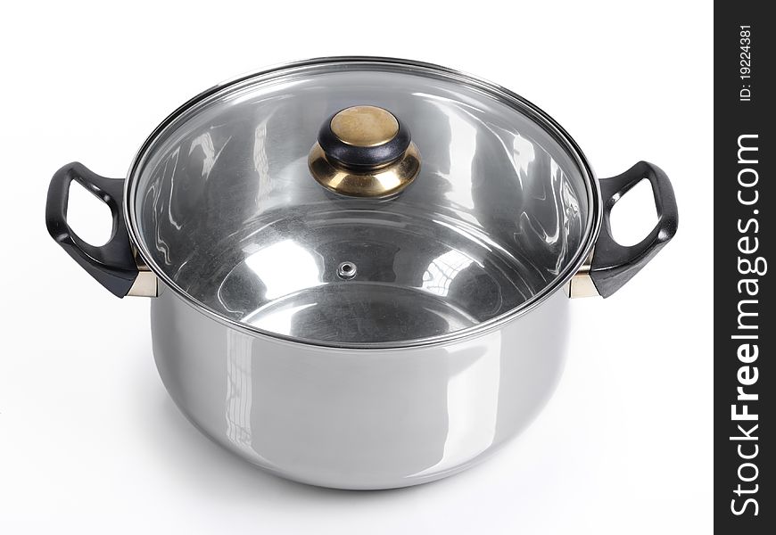 Metallic pan on isolated on white background. Metallic pan on isolated on white background