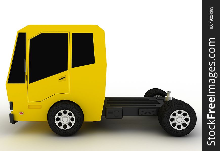 Truck with a yellow roof and black glass on a white background â„–2. Truck with a yellow roof and black glass on a white background â„–2