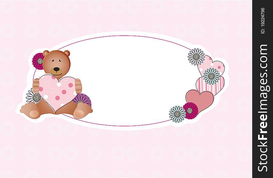 Cute card with sweet bear. Cute card with sweet bear