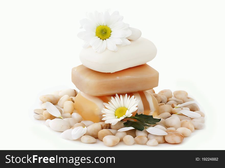 Soap, flower and sea stones