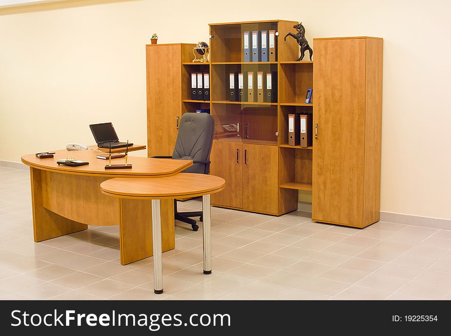 Office interior with table and chairs