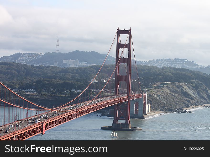 View of San Francisco and the Golden Gate Bridge facing South. View of San Francisco and the Golden Gate Bridge facing South.