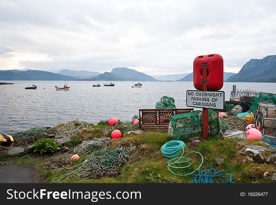 The fishing harbor of a rural Scotland town. The fishing harbor of a rural Scotland town