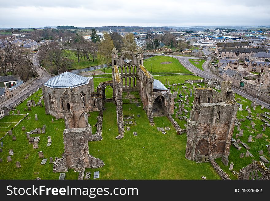 Ruined Elgin Cathedral in northern Scotland