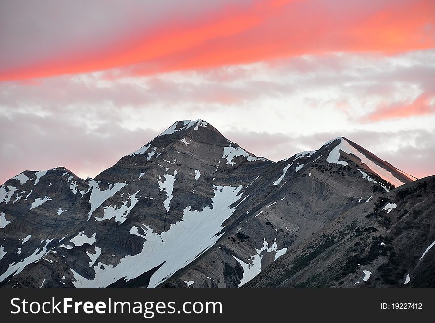 Mt. Nebo peak at sunset.