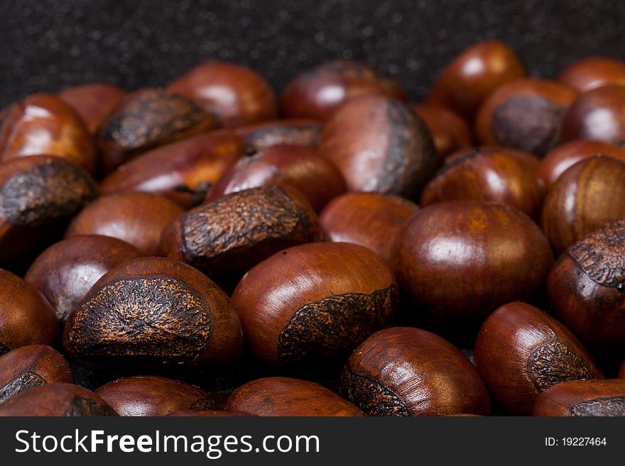 A bunch of roasted chestnut. A bunch of roasted chestnut
