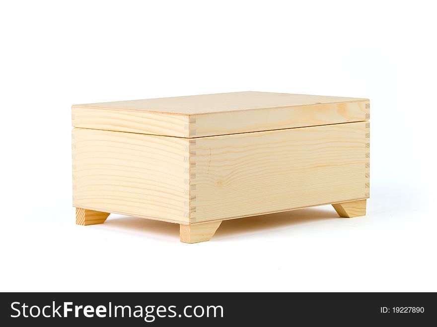 Wooden box on white background