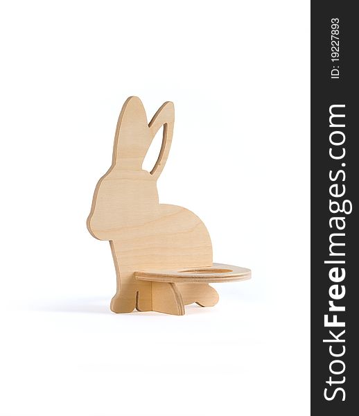 Wooden rabbit on white background