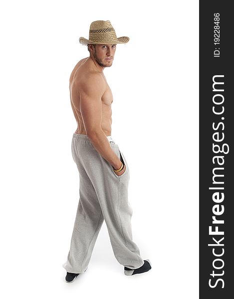 Sexy Male In Hat  Isolated