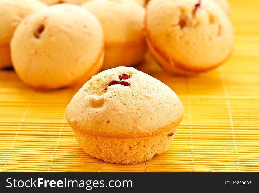 Fresh muffins with fruit filling